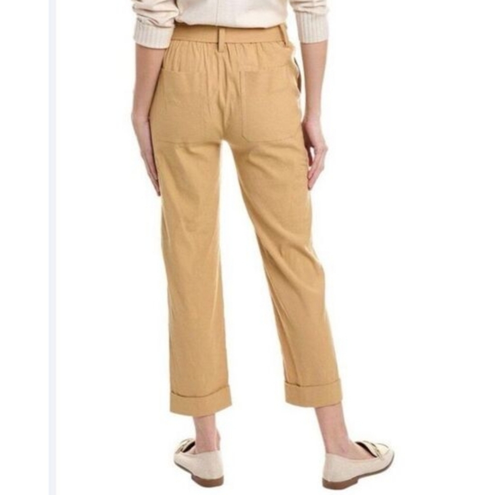 Vince Linen Blend Crop Pants Straight Leg Khaki Casual Size M - Picture 3 of 12